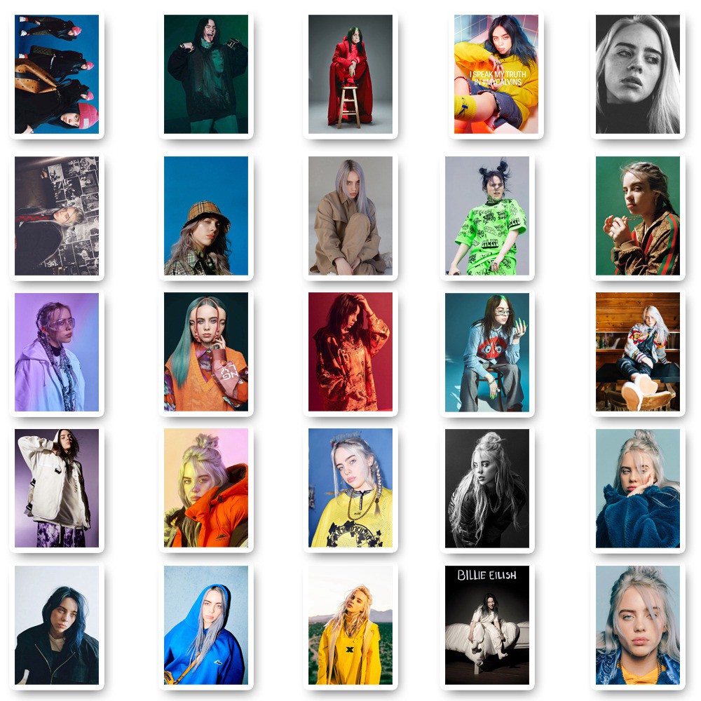 Set 25 Miếng Dán Chống Thấm Nước Hình Ca Sĩ Billie Eilish