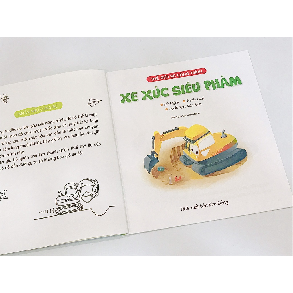 Sách- Thế Giới Xe công Trình : xe cẩu, xe nâng, xe xúc, xe trộn,xe ben, xe chở nước