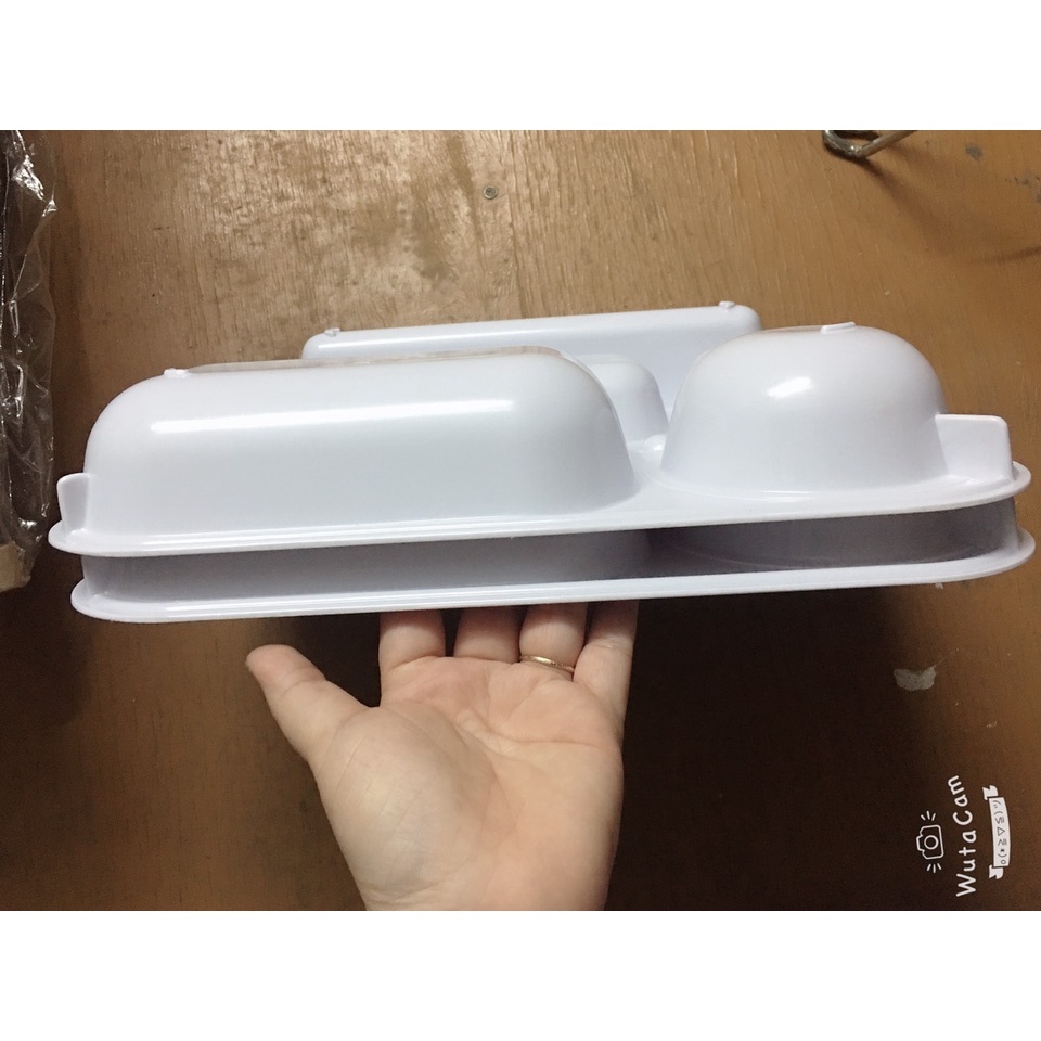 Khay cơm văn phòng 6 ô nhựa Size 32.6 x 25.2 x 5.6 cm kèm nắp đậy