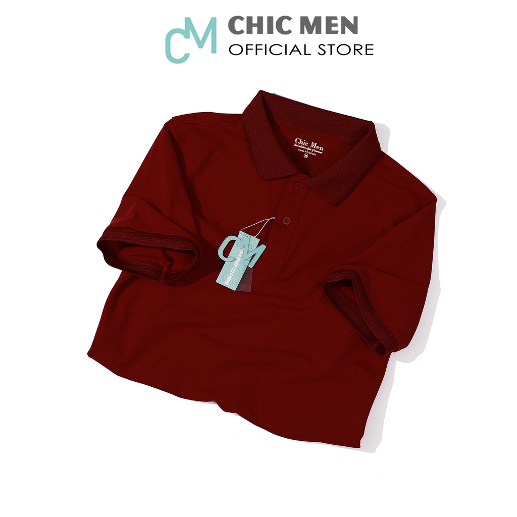 Áo POLO nam cổ bẻ BASIC, form regular, vải cá sấu CVC, phong cách, màu Đỏ Mận - CHICMEN