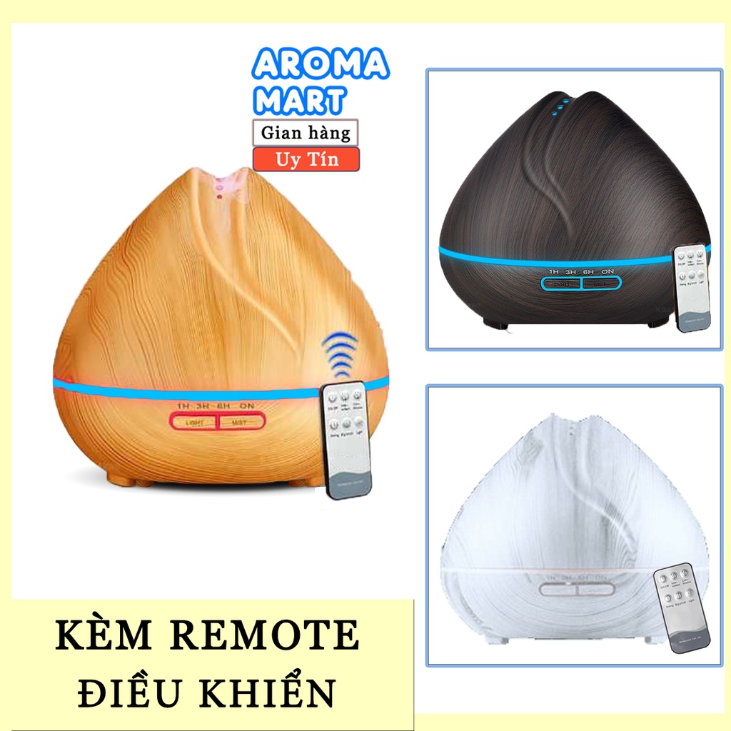 Máy xông tinh dầu Búp sen cỡ lớn 550ml kèm remote điều khiển AROMA Mart