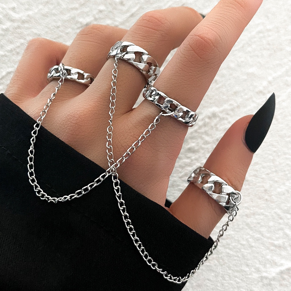 Nhẫn Hở Hai Lớp Bằng Hợp Kim Có Thể Điều Chỉnh Phong Cách Punk Cá Tính Dành Cho Nữ