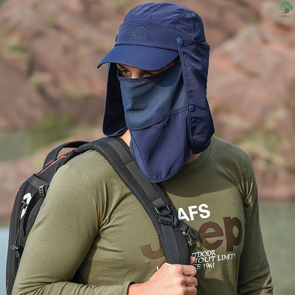 Mũ Chống Nắng Kèm Khăn Che Mặt Chất Liệu Khô Thoáng Nhanh Thời Trang Mùa Hè Cho Nam Và Nữ