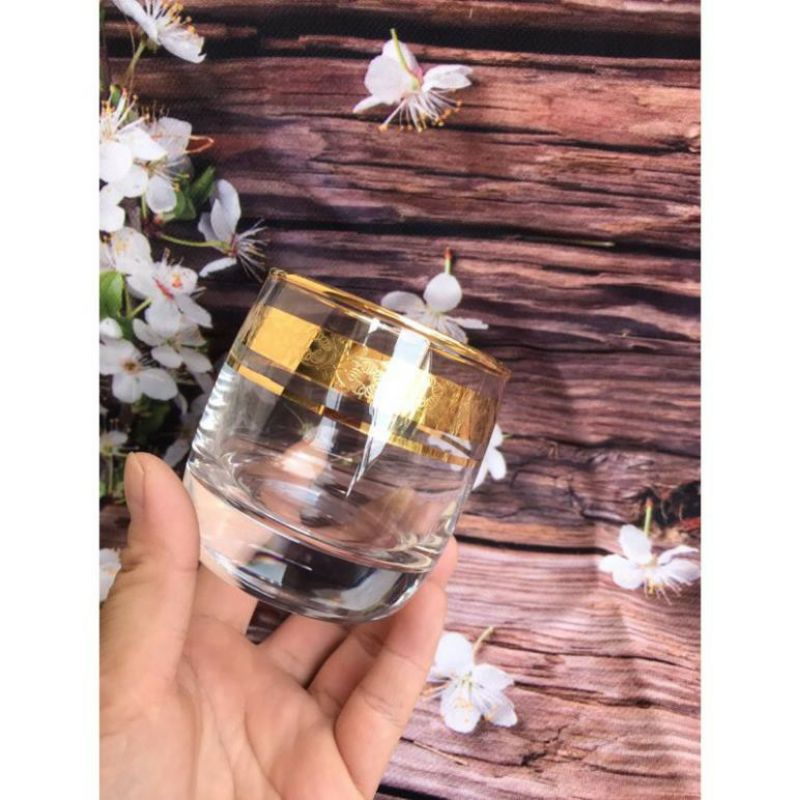Bộ 6 ly thủy tinh Ocean-Luminarc  khảm vàng, bạc cao cấp