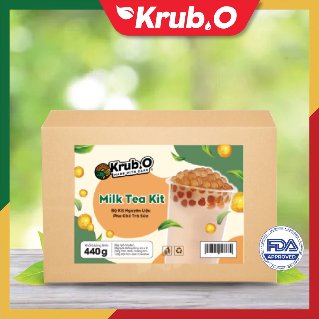 Trà sữa tự pha set hồng trà sữa trân châu hoàng kim 4 cốc Krub.O