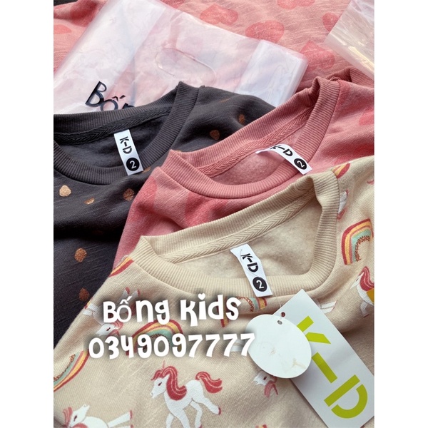 Bộ Nỉ Bé Gái Tay Bồng K-D