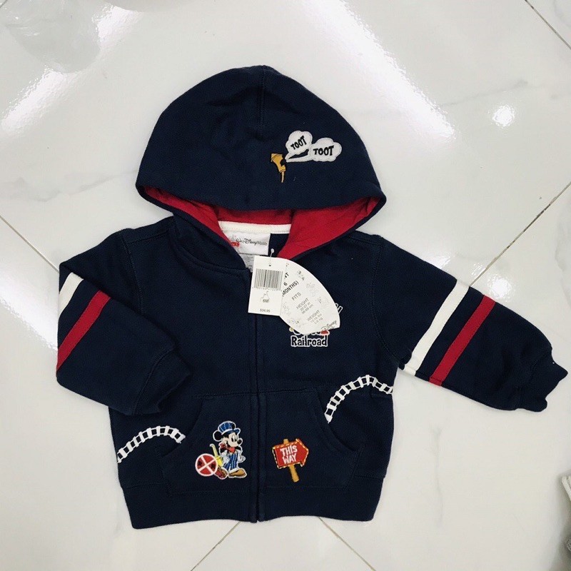 Áo Khoác Nỉ Xuất Dư Xịn Disney Sz 3M-24M, Chất Nỉ Dày Mịn, Hình In Sắc Nét