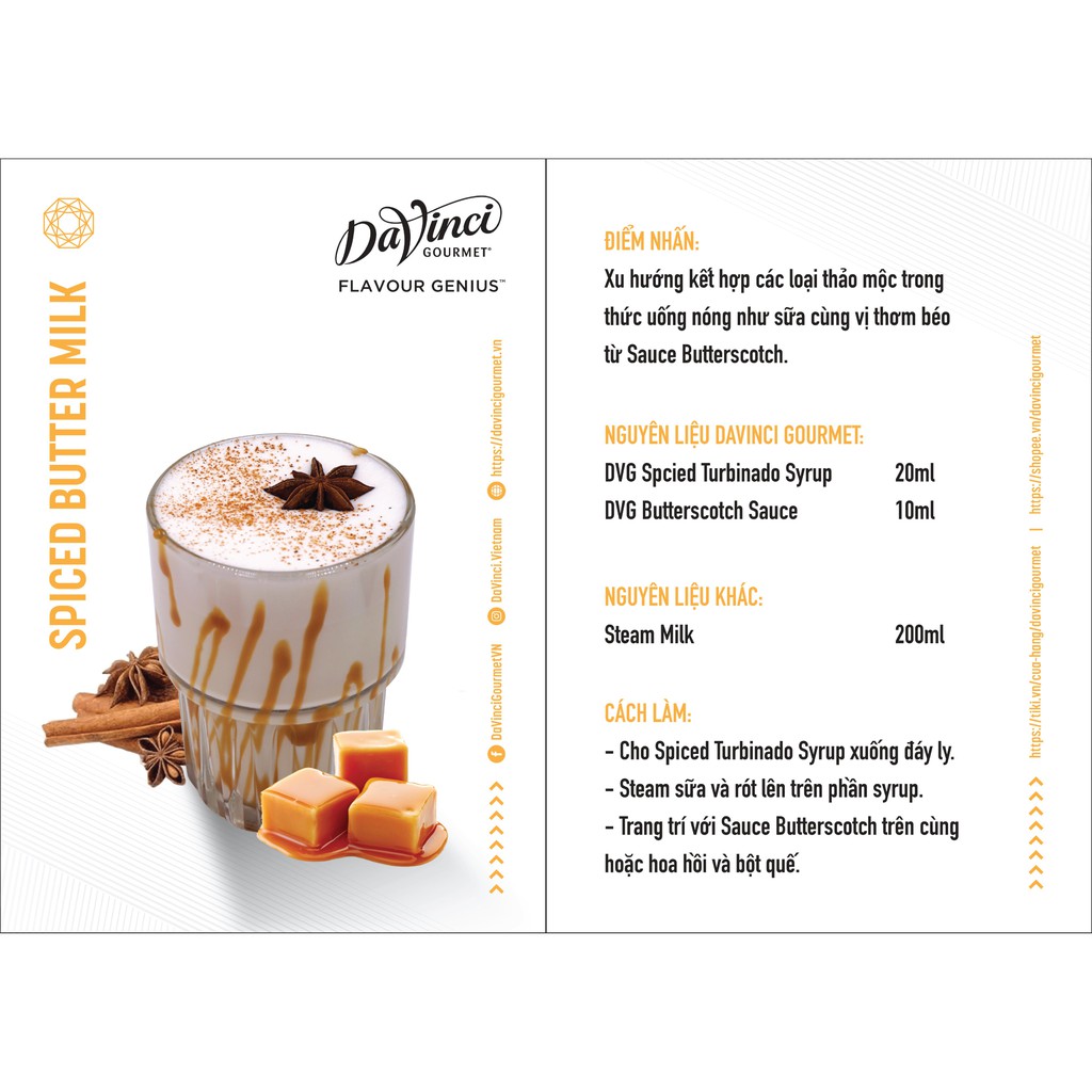 Sốt Kẹo Bơ Đường / Butterscotch Sauce - DaVinci Gourmet 2L