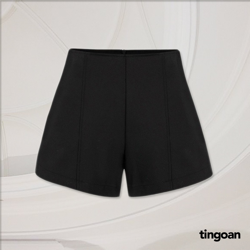 Quần short đen xuông fit cạp cao khóa lưng đen tingoan sài gòn SHOW OFF SHORT/BL