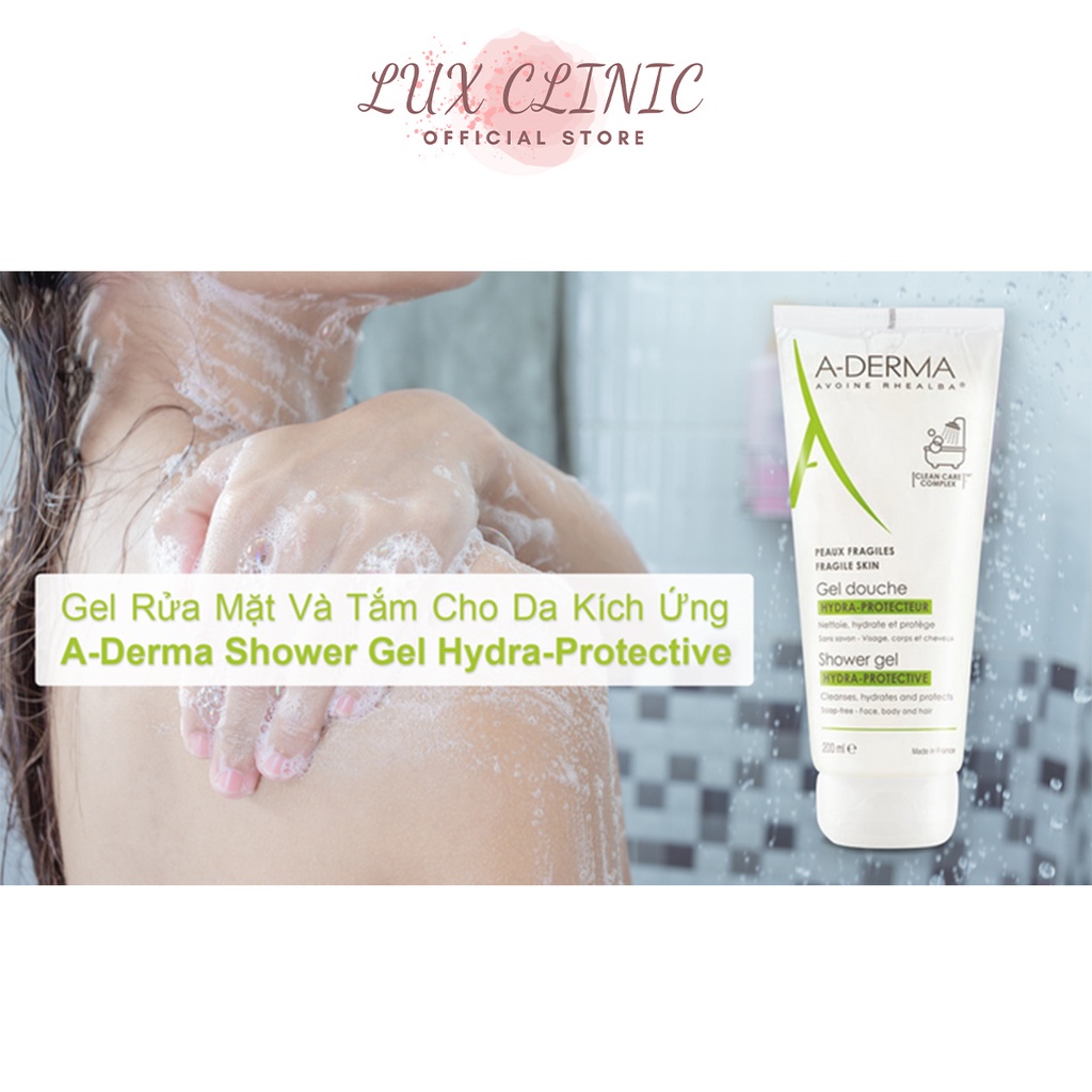 Gel tắm gội cho da nhạy cảm A-Derma Hydra-Protective Decyl Glucoside 200ml