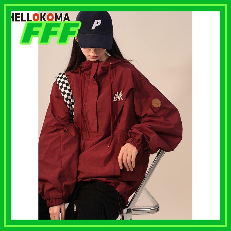 Áo Khoác Hoodie Chui Đầu Dáng Rộng Phối Dây Rút Kiểu Mỹ Cá