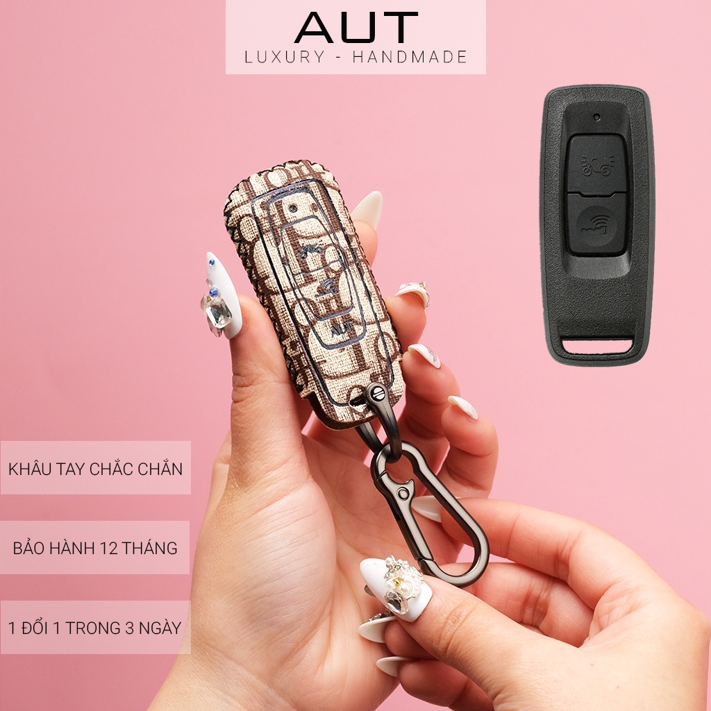 Ví da đựng chìa khóa smartkey Honda Vision Lead Winner X 2022 2 nút bấm kiểu mới Dior khâu tay VS CD