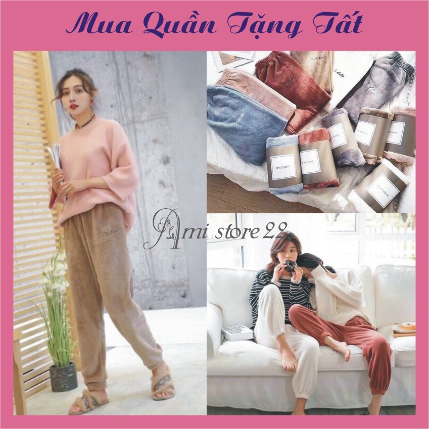 [CHỈ GIẢM 1 NGÀY] Quần nỉ bông D'studio siêu ấm cho bạn gái loại 1 lông mềm mịn hàng xuất nhật