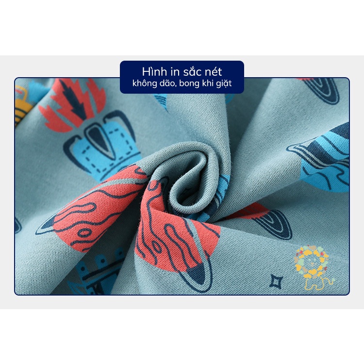 Áo bé trai WELLKIDS áo thun dài tay cho bé in hình vui nhộn chất cotton hàng xuất Âu Mỹ