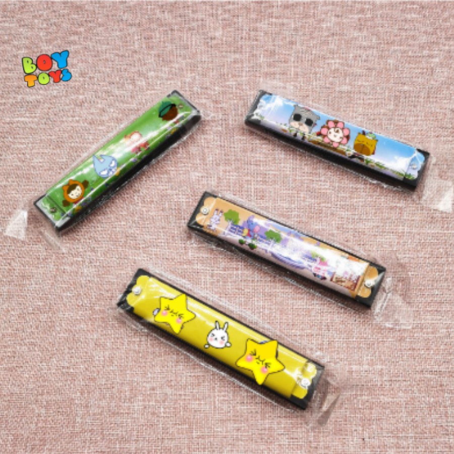 Đồ chơi âm nhạc kèn Acmonica, Harmonica tremolo 16 lỗ họa tiết hoạt hình dễ thương cho bé