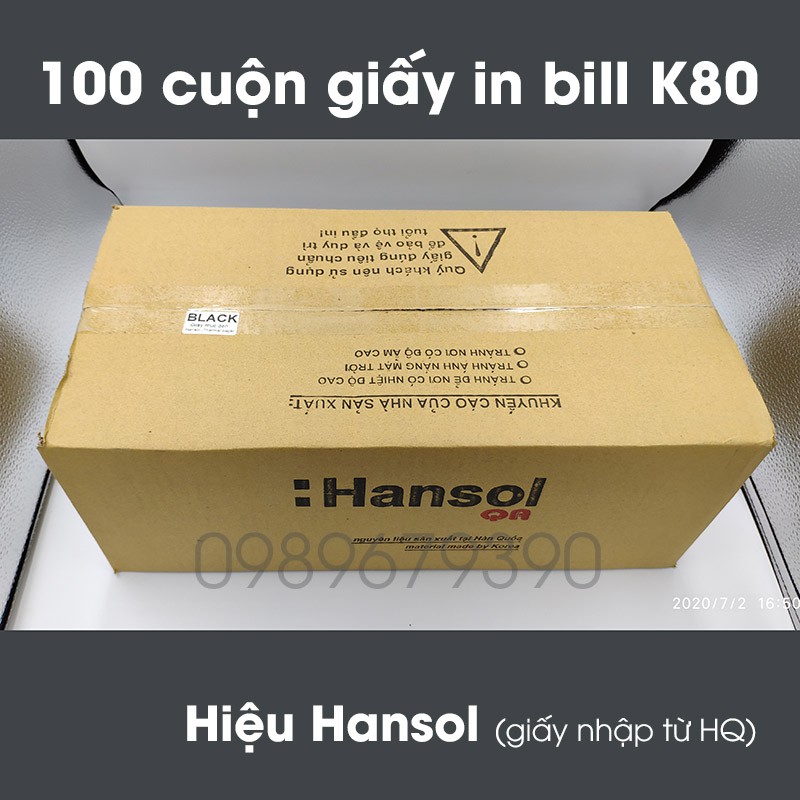 100 Cuộn Giấy In Bill Khổ 80 Hansol (phi 45)