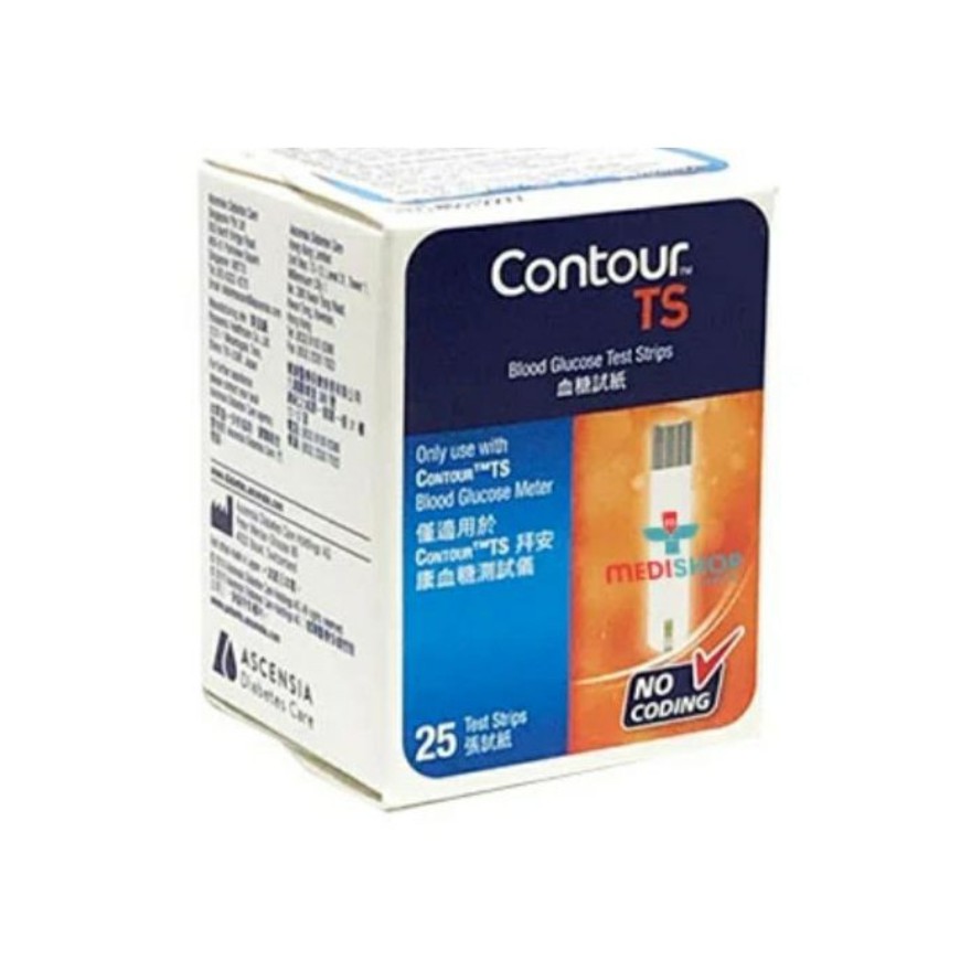 TRỌN BỘ Máy đo đường huyết Bayer Contour TS, bao gồm bút chích máu và 10 kim, TẶNG HỘP 25 QUE THỬ