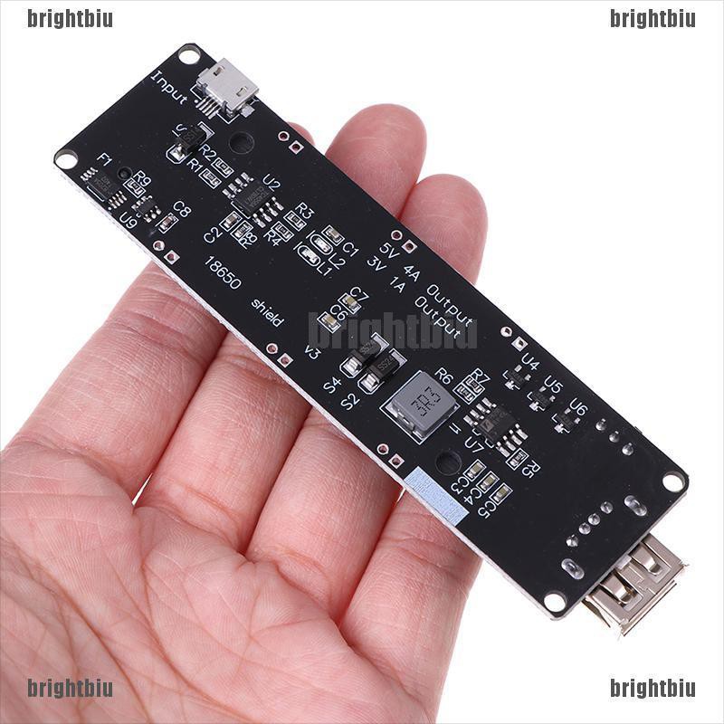 brightbiu 18650 Battery Charge Shield Board V3 USB Port Type-A 0.5A For Arduino Charge