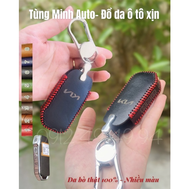 (Ảnh thật) Bao da bọc chìa khoá cho dòng xe Kia K3, K5 luxury, Cerato, Sorento logo mới,da thật