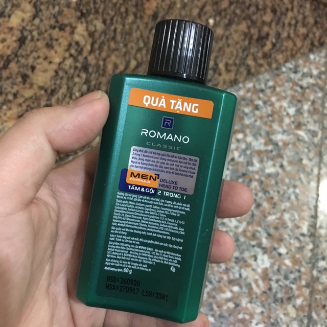 Sữa tắm gội toàn thân du lịch Romano 60g 2 in 1