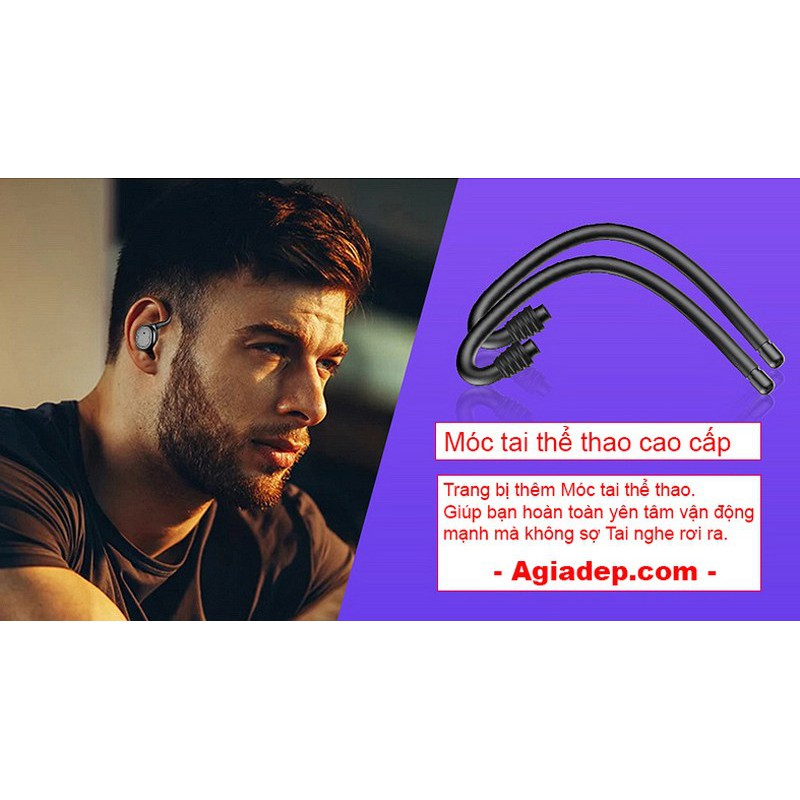 Tai nghe Bluetooth không dây 5.0 Cảm ứng Cao cấp TW Serial 8 (Âm thanh HiFi tuyệt hảo) Gồm Dock tự sạc