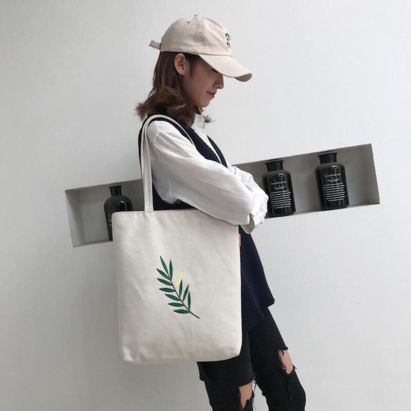 (Quà Xinh) Túi tote vải canvas cành hoa cải Siêu hot tặng quà xinh