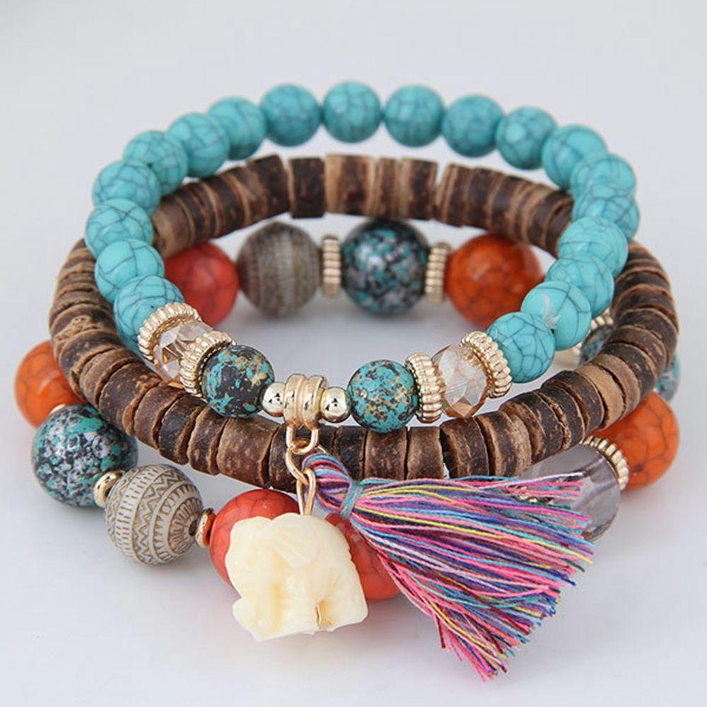 ❈Người Đẹp❈ Bộ Vòng Tay Xâu Hạt Phong Cách Bohemian Thời Trang Đi Biển Mùa Hè Cho Nữ