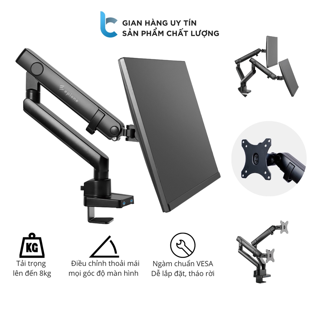 ARM Giá Đỡ, Treo Màn Hình Epione Liftup Pro/Duo Gắn Mặt Bàn, Phù Hợp Với Màn Từ 17 inch Đến 32 inch, Tải Trọng 8kg