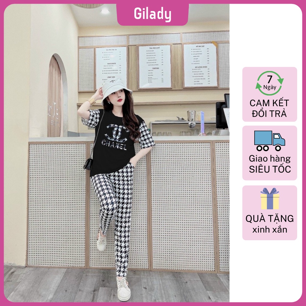Set Bộ Nữ Đi Chơi Quần Jogger Cá Tính Set Đồ Thể Thao Thun Cotton Cao Cấp Đủ Size M L XL XXL Gilady DB004