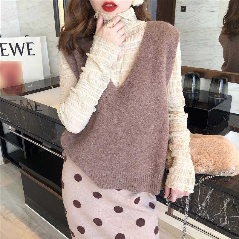Áo Sweater Dệt Kim Không Tay Dáng Ngắn Thời Trang Thu Đông Hàng Mới Năm 2021