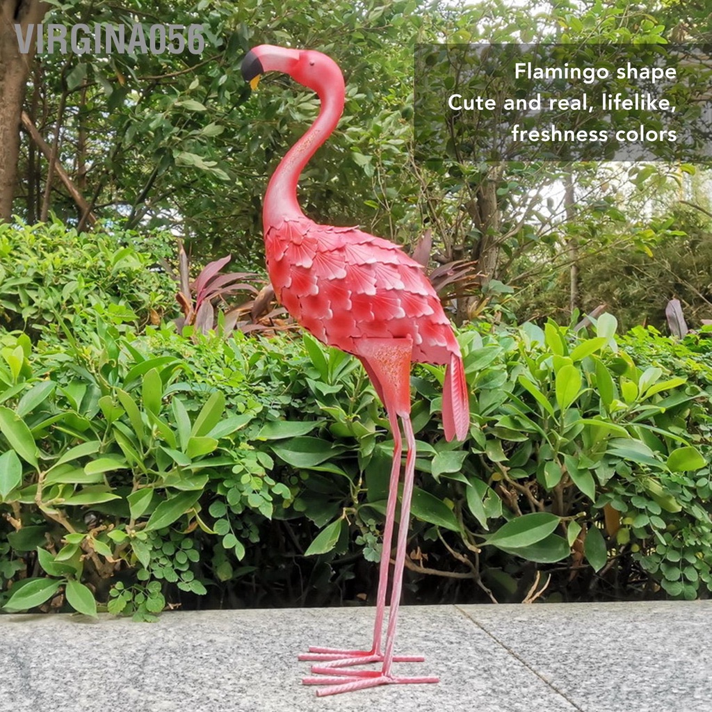 Có thể bán buôn Tượng Flamingo trong vườn sống động như thật hồng hạc bằng sắt Bức tranh sơn màu Trang trí sân cho Bãi cỏ Sân sau Virgina056 Hàng giao ngay