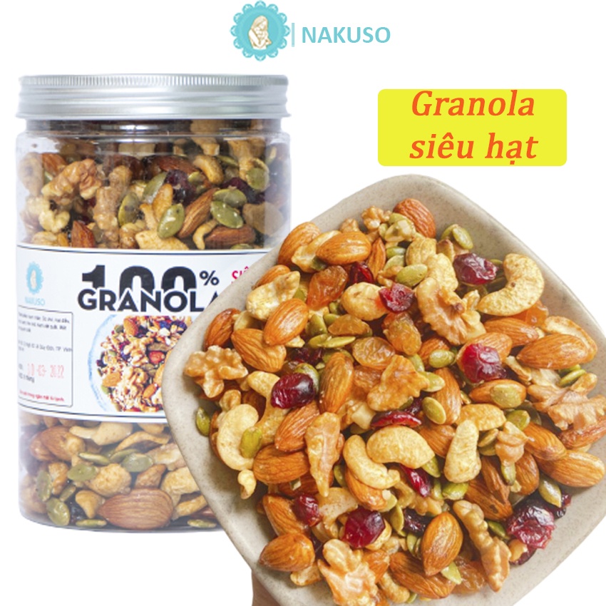 1Kg Granola Không Yến Mạch Nướng Mật Ong NAKUSO