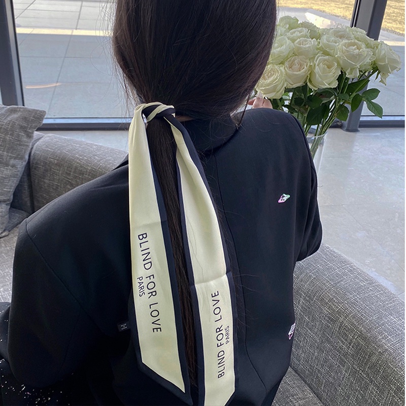 Khăn choàng cổ kiêm dây buộc tóc lụa thắt nơ dễ phối đồ thời trang xuân thu