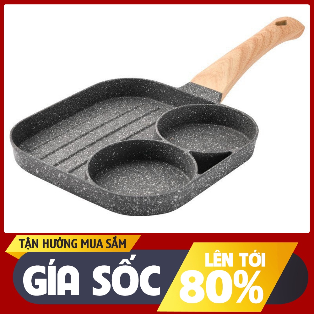 💥FreeShip💥 Chảo Đá Chia Ô 3 Ngăn Chiên Rán Đa Năng Chống Dính Cực Tốt