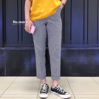 Quần baggy kẻ caro đen trắng