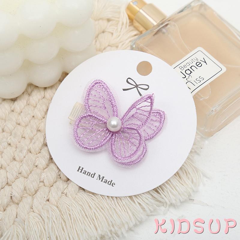 Kẹp tóc hình bươm bướm đính ngọc trai xinh xắn dễ thương cho bé gái
