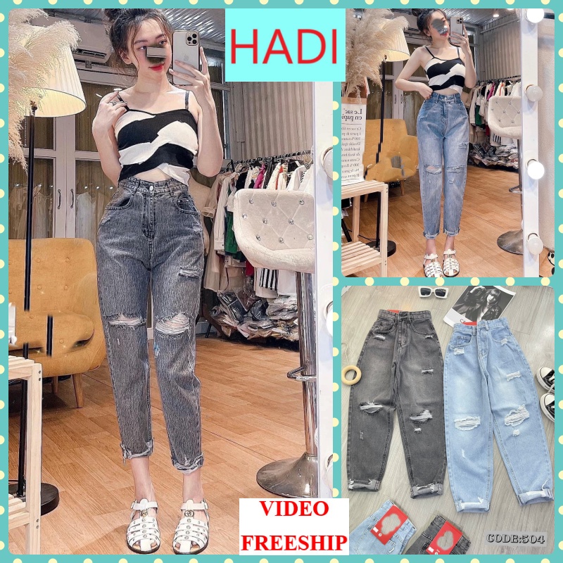 [VIDEO+FREESHIP ] QUẦN BAGGY JEANS NỮ LƯNG CAO LAI TUA RÁCH CÀO ĐÙI XANH NHẠT XÁM NHẠT MỀM MỊN DÀY DẶN PHÁ CÁCH HADI