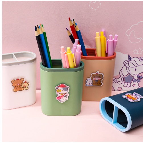 Ống đựng bút để bàn in hình hoạt hình cute  Clovershop68