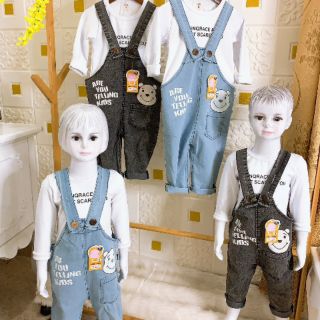 Sét yếm jean kết hợp áo dài tay cho bé