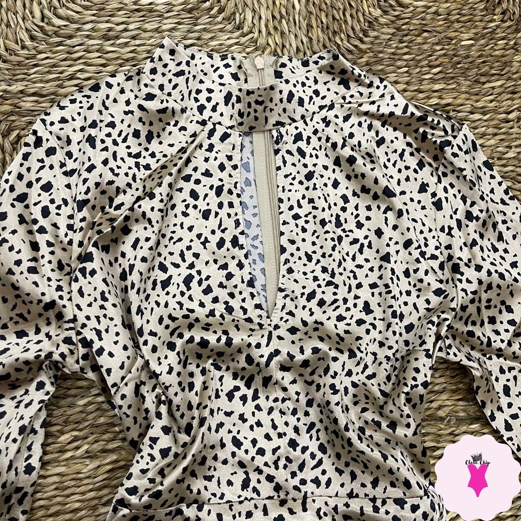 Váy lụa ôm hoạ tiết da báo Chocolate USA siêu quyến rũ trendy ClaraChip