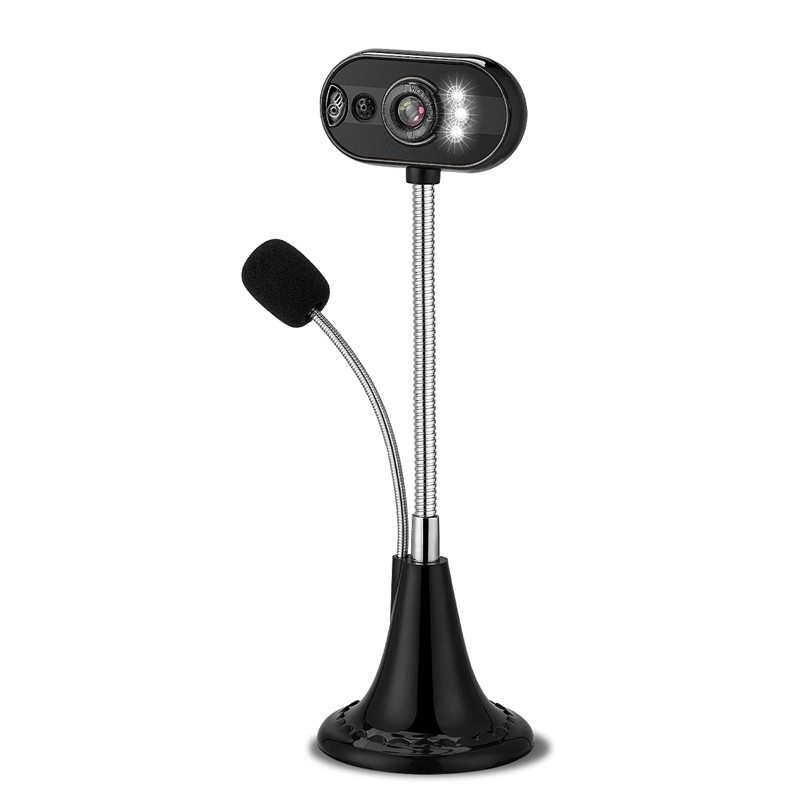 Webcam HD gắn đèn LED tầm nhìn ban đêm kèm micro gắn máy tính để bàn hỗ trợ dạy học và làm việc trực tuyến