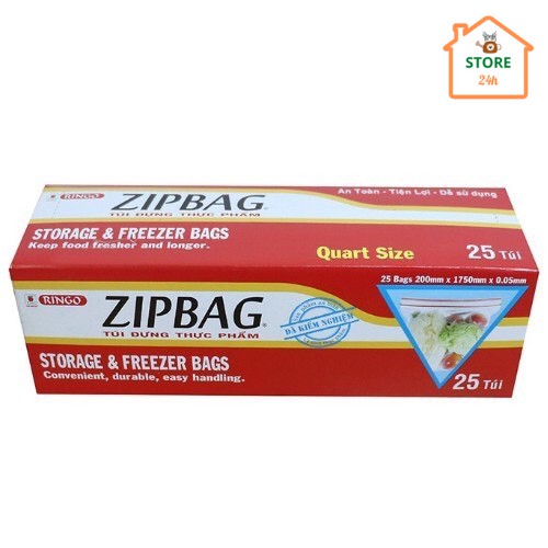 Túi Zipper chỉ đỏ - Túi Zipbag Ringo Quart 20cm x 18cm