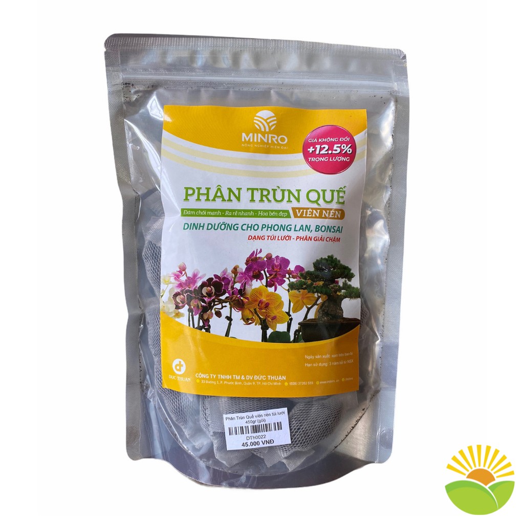 Gói 450gr phân trùn quế dạng viên nén đóng túi lưới tiện dụng trồng lan giúp mập đọt, nù thân hoa nồng nàn