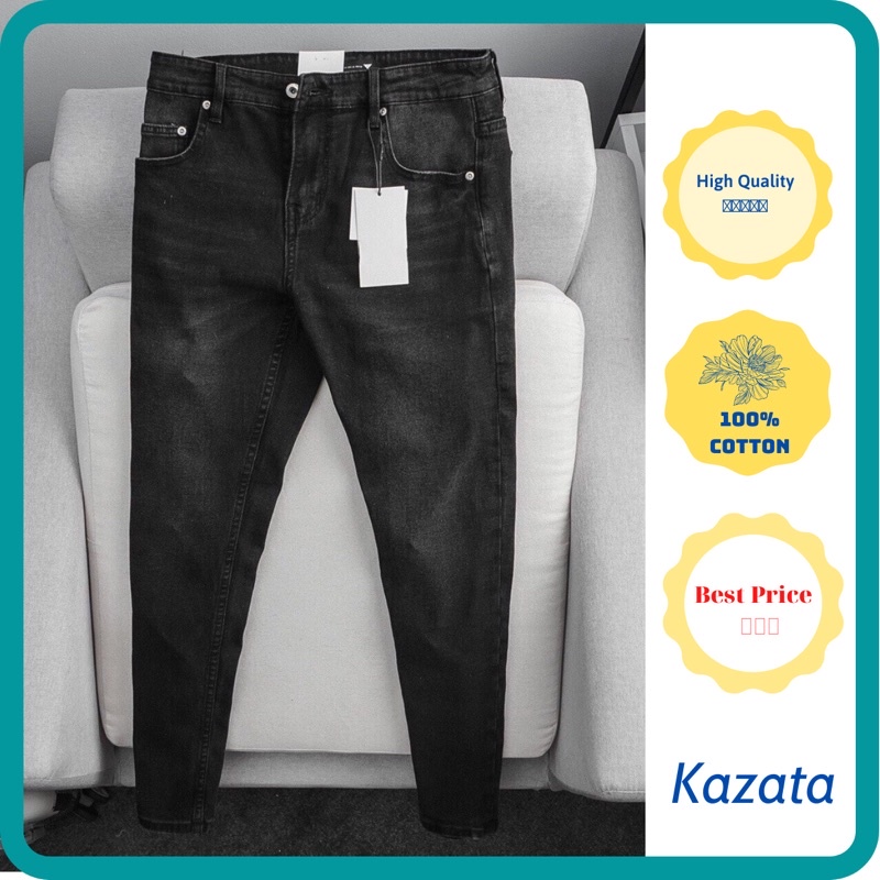 Quần jean nam cao cấp ống ôm côn màu xám khói ZR co giãn skinny