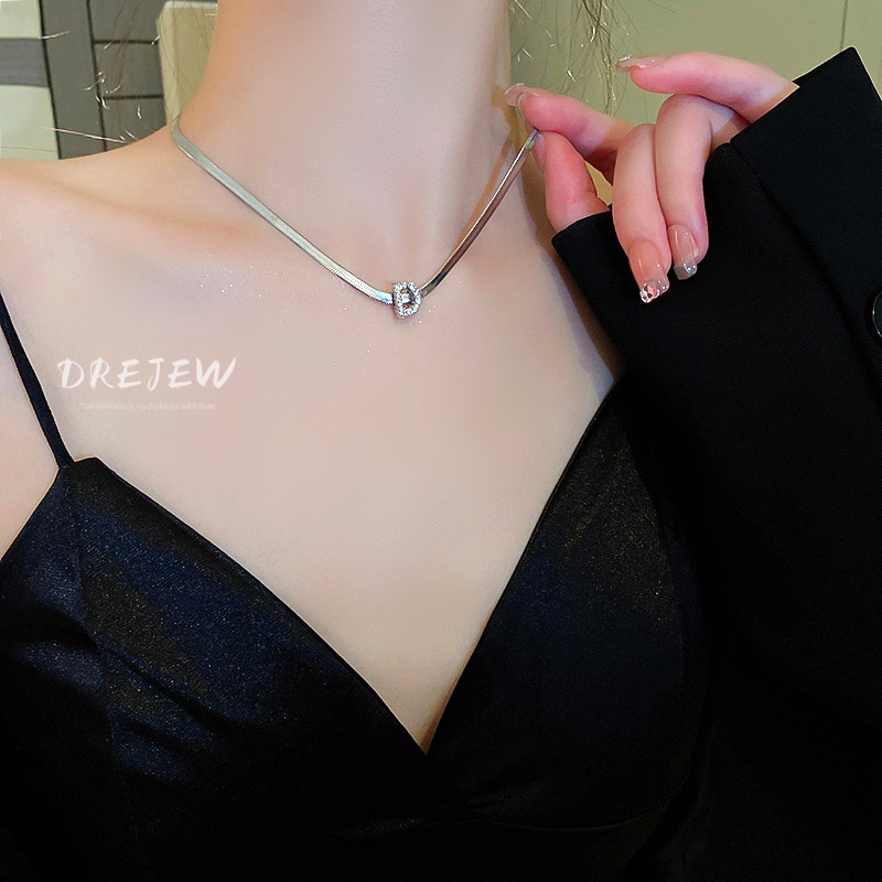 DREJEW Dây Chuyền Đính Kim Cương Giả Cao Cấp Phong Cách Hàn Quốc Cho Nữ