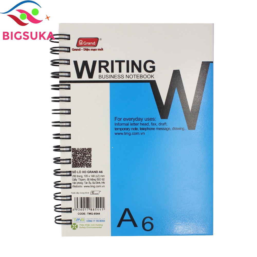 Sổ lò xo A5 A6 kẻ ngang 200 trang Grand - sổ ghi chép cầm tay BIGSUKA