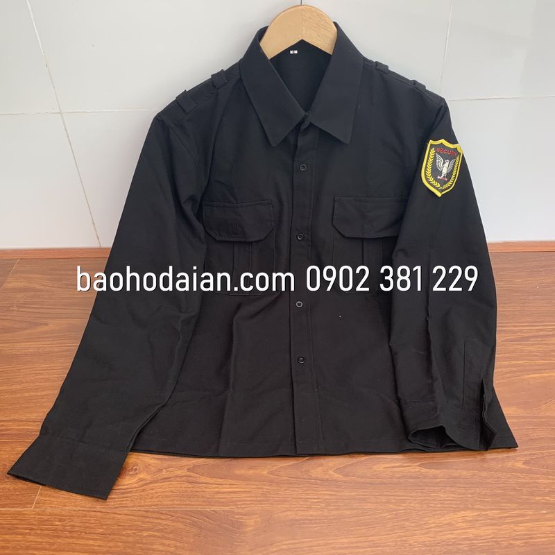 Áo bảo vệ, vệ sĩ màu đen dài tay vải kate ford logo tay