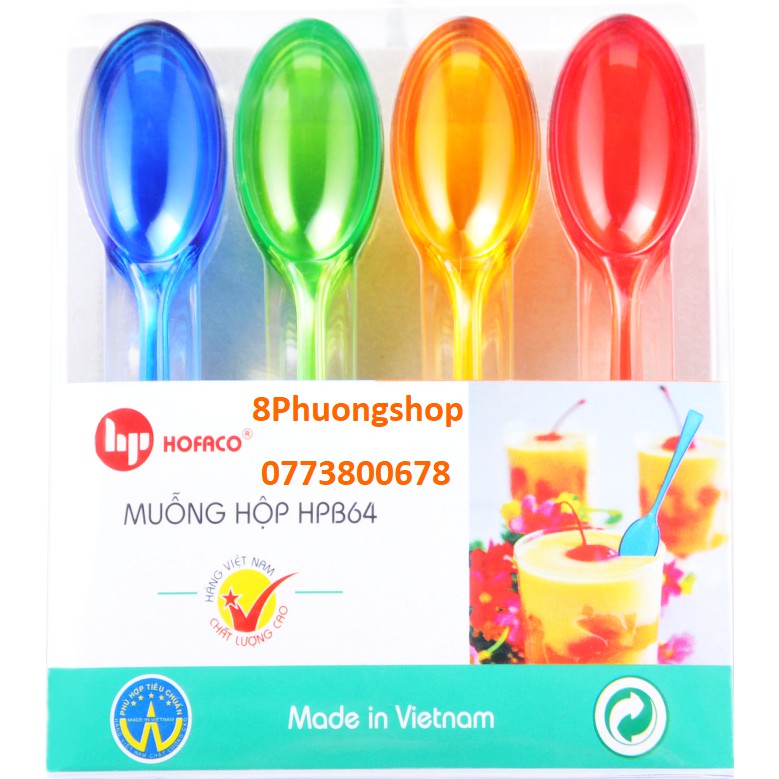 Thìa ăn tráng miệng bằng nhựa Hofaco cao cấp – Muỗng hộp HPB64 – Thìa múc thức ăn nhỏ gọn, tiện lợi