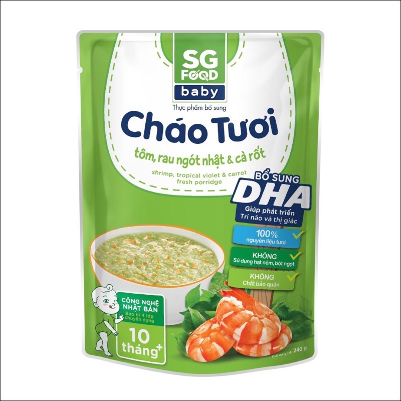 Cháo tươi Sài gòn Food Baby 240 Cho Bé từ 10 Tháng 6 vị