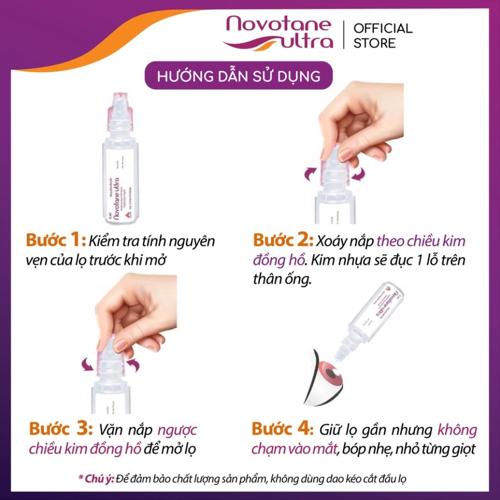 Nước nhỏ mắt nhân tạo, nước nhỏ mắt nhân tạo 5ml Novotane Ultra PKNT04